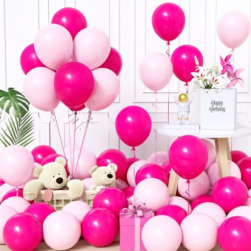 Unisun Luftballons Rosa, 60Stück 12Zoll Ballons Matt Fuchsia Pink Pastell Rosa Latex Luftballon Mädchen Frauen Kinder Babyparty Geburtstag Hochzeit Jubiläum Abschlussfeier Verlobung Bachelor Deko