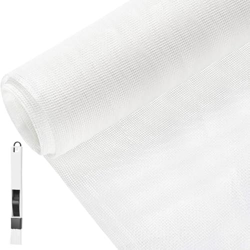BUZIFU Zanzariera Rete in Fibra di Vetro, Zanzariera a Rete per Finestre 150 * 270cm Ricambio Rete Zanzariera per Finestra Resistente a Raggi UV con 1 Spazzola per la Pulizia 2 in 1 (Bianco)