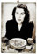 KUSTOM ART Wandbild, Serie Schauspieler Celebri Sophia Loren Mangia Spaghetti, Druck auf Holz, 25 x 18 cm.
