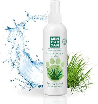 MENFORSAN Agua de colonia para perros | Herbal | Aroma intenso y refrescante | Efecto desodorante | Con Ingredientes muy suaves ue NO irritan la Piel | Con Ph Neutro | 125 ml
