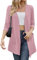 Tanmolo Damen Leichte Strickjacke Gestrickt Cardigan Lang mit Taschen Bequem Offen Elegant Langarm top Rosa, XXL