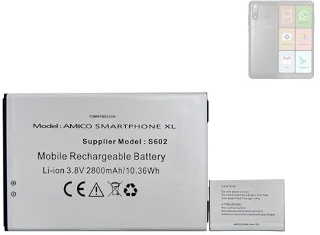 HIGHAKKU Batteria di ricambio S602 compatibile con Brondi Amico Smartphone XL, Brondi S602