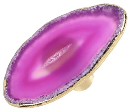 Nupuyai 4 Stück Achatscheibe Möbelknöpfe, Rosa Kristall Achat Stein Schrankknöpfe Messing Türknöpfe Dekorative Edelstein Schubladenknöpfe Griffe für Schrank, Kommode, Kleiderschrank