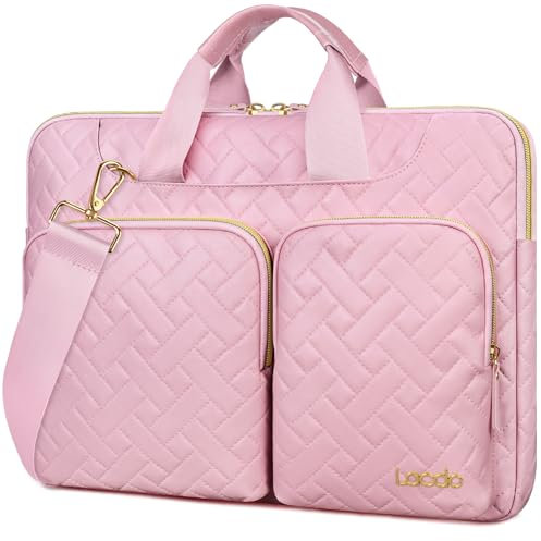 Lacdo 360° Protectora Funda Portátil para 15.6 Pulgadas Lenovo IdeaPad/ThinkPad, HP Pavilion 15, 15.6 ASUS TUF Gaming/ViovoBook, Acer Aspire 3 5 7, Dell Inspiron 15, Sakura Rosa