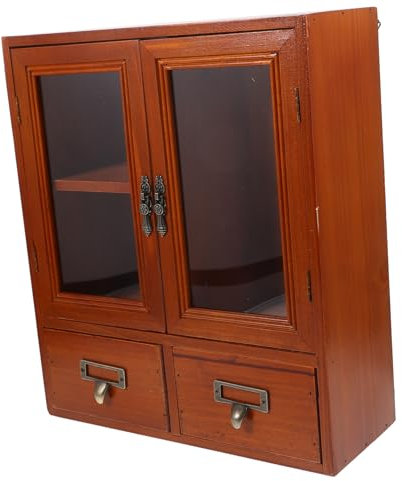 MOLUCKFU Aufsatzschrank Aus Holz Niedriger Schrank Für Wandmontage Vintage-wandschrank Als Möbel Und Hausdekoration Praktischer Holzschrank Mit Doppeltüren-Design Für Aufbewahrung
