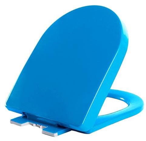 WC Sitz mit Absenkautomatik für Die Badezimmer, Toilettensitz ist Ergonomisches Design mit Verstellbaren Scharnieren(Light Blue)