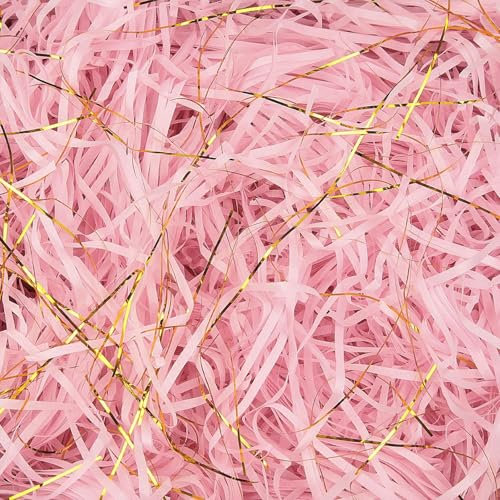 TXXATX 270g Geschreddertes Papier Rosa Füllmaterial Geschenk Hamper Shred Raffia Verpackungsmaterial Füllmaterial Geschenk Füllung für DIY Pakete Festival Geschenkbox Präsentkorb Dekorations
