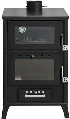 Marika - Stufa a legna con forno 50,5x58,5xH91,5 cm, colore nero