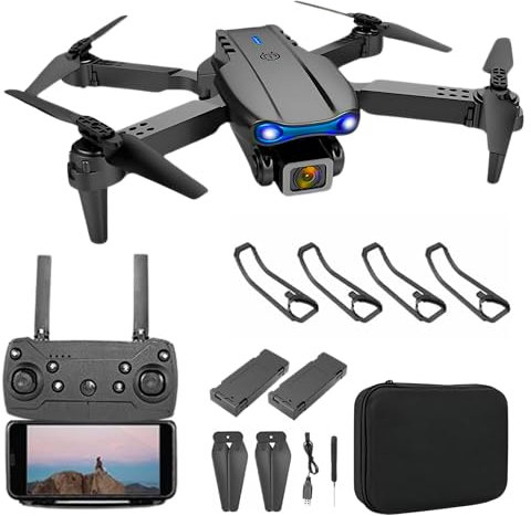 ADEPTNA E99 Foldable Quadcopter Drone with HD 4K Dual Camera, 360° Roll, Obstacle Avoidance, 150m Range, Dual Batteries for 25-30 Min Flight Time, WiFi FPV, Altitude Hold, & Storage Bag