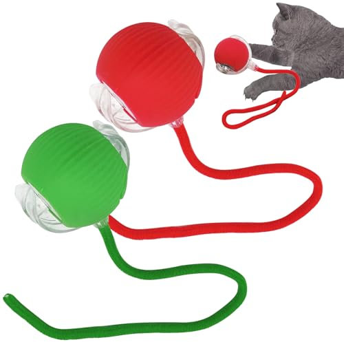 SORNEICDR Nueva Pelota interactiva para Perros, Pelota de Juguete Interactiva 360°, Bola de Rodadura automática Inteligente para Gatos y Perros (Rojo+Verde)