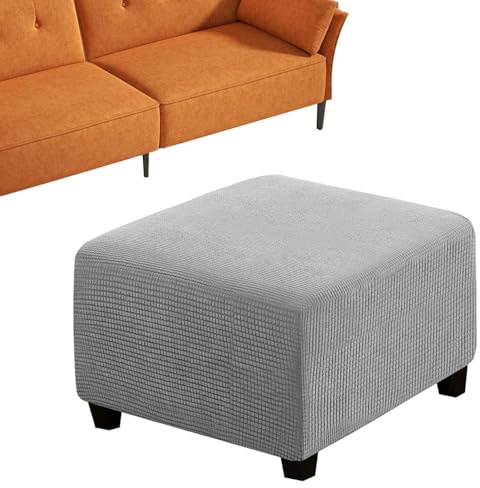 Hocker Husse 35x35 40x40 45x45 50x50 55x55 60x60 65x65, 70x70 75x75 80x80 85x85 90x90 95x95 100x100 105x105 110x110cm Quadratisch Ottomane Hocker-Bezug Überzug Hocker Protector Waschbar(Dove,XL(67-84c