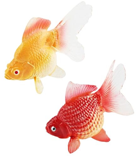 Yeory 2pcs gefälschte Goldfische, künstliches Aquarium Plastikfischmodell realistisch bewegende gelbe und rotgoldfische schwimmende Fischtankdekorationen, Plastikfisch