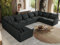 MKS MEBLE Sofa U-Form, Wohnlandschaft, Couch, Ecksofa, Couchgranitur, Polsterecke, Big Sofa XXL, Polstergarnitur - Verso U 9M - Dunkelgrau Struktur