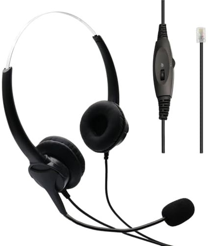 Karier Dual Ear RJ9 Phone Headset for Cisco Office Phones, Corded Telephone Headset with Microphone Noise Cancelling & Mute Switch for Cisco Phones 6941 7811 7821 7841 7861 7940 7961 7965 8811 8841