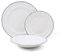 Brigros - Servizio Piatti 18 Pezzi In Ceramica Bianca Con Bordo Dipinto A Mano, Set Piatti 6 Persone In Porcellana Elegante E Moderna, Piatti Porcellana Bianchi Modello Grace (Blu)