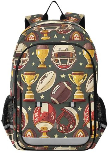Mnsruu Rugby-Helme, American Football-Rucksack für Kinder, Jungen, Mädchen, Schultasche, Damen, Herren, Laptop-Rucksack, Reiserucksack