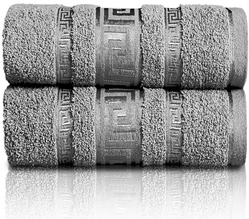 GC GAVENO CAVAILIA Extra Large Jumbo Bath Sheets Greek Towels for Bathroom - 2Piece Super Absorbent Quick Dry Towel, 100% Egyptian Cotton Soft Fluffy Luxury Bath Towel Spa & Hotel (90x180cm),Charcoal