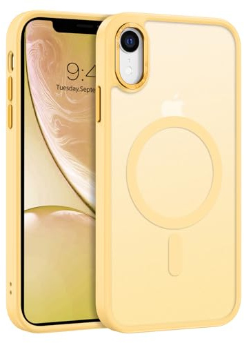 BENTOBEN Schutzhülle für iPhone XR, magnetisch, kompatibel mit Magsafe, Bumper-Schutz, kompletter Schutz, matte Rückseite, transparent, kratzfest, Schutzhülle für iPhone XR 6,1 Zoll, Gelb