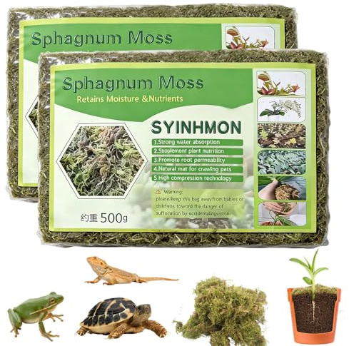 LYPPUL Sphagnum Moos 1kg, Spagnummoos für Pflanzen, Ernährung Organisches Torfmoos, Reptile Sphagnum Moss, sphagnum moos Pflanzen für Orchideen, Reptile, pflanzensetzlinge, Bewurzelung Von Stecklingen