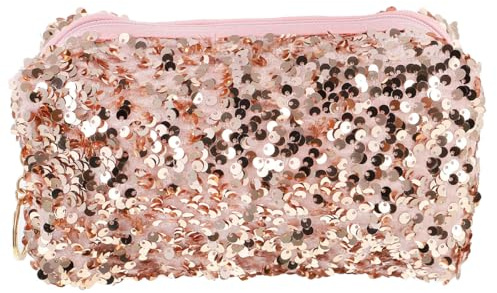 AMUSLESUR Paquet à Maquillage à Paillettes Argenté Velours Trousse de Toilette de Voyage Miniature Paquet Bandoulière Femme Cosmétique Polyvalent