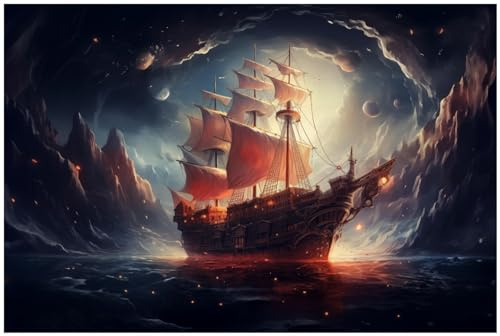 Wallario Küchenrückwand selbstklebend 90 x 60 cm, Motiv: Kosmische Seefahrt | Spritzschutz abwischbar & pflegeleicht