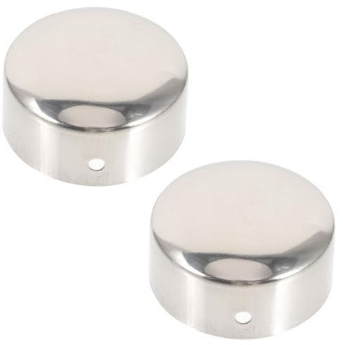 CRAFTHROU Rail End Cap Protector 2Pcs 54Mm Stainless Steel Handrail End Caps with Screw Hole for Office Staircases and School Wood Handrails, Silver Finish