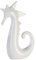 Casablanca Seepferdchen Figur Deko weiß modern – Seepferd Keramik Figuren für Baddekorationen – Seahorse Dekofigur weiß – Geschenk Bad Dekoration - glänzende Oberfläche Höhe 38 cm