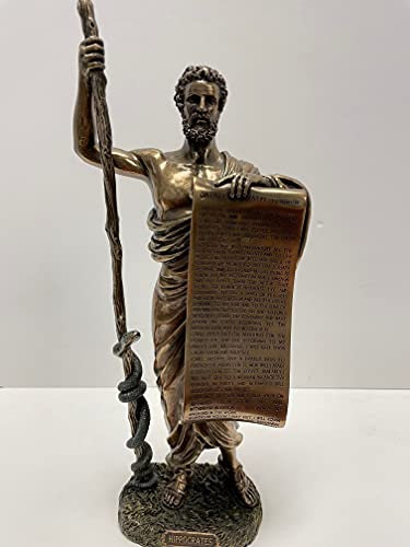 Antike griechische Figur Hippokrates of Cos mit hippokratischem Ehor, kaltgegossene Bronzestatue