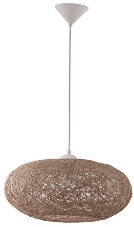 EGLO Pendelleuchte Campilo, 1 flammige Hängelampe, Hängeleuchte aus Textil-Faden und Kunststoff, Esstischlampe in Beige, Weiß, Wohnzimmerlampe hängend mit E27 Fassung, Ø 45 cm