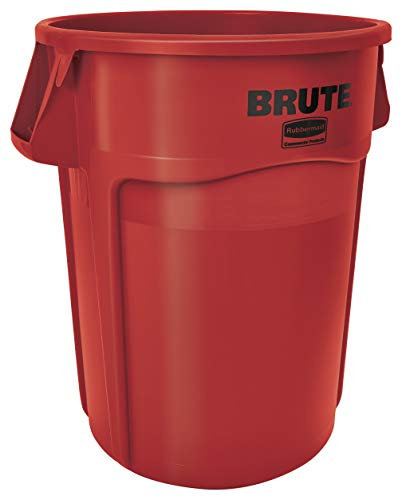 Rubbermaid Commercial Products BRUTE Mülleimer 167L Rot – Schwerlast-Abfallbehälter mit Luftkanälen, robuster Kunststoff für Gastronomie Bauwesen Büro und Lager – FG264360RED