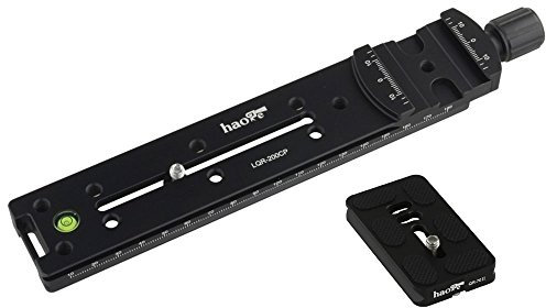Haoge 200mm Nodal Slide Double Dovetail Focusing Rail Plate with Metal Quick Release Clamp and 70mm Plate for Camera Panoramic Panorama Close Up Macro Shoot fit Arca Swiss RRS Benro Kirk