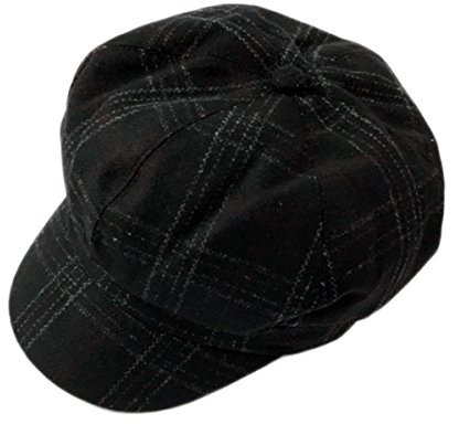 ZLSLZ Damen Mütze, Tweed, Efeu, schwarz, Einheitsgröße