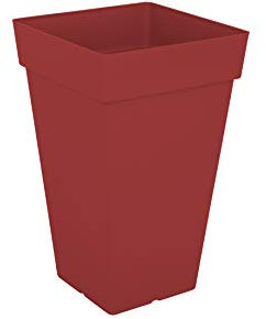 Artevasi Capri Pot High Square, Haut Pot carré en Plastique, 50cm, Couleur: Rouge foncé