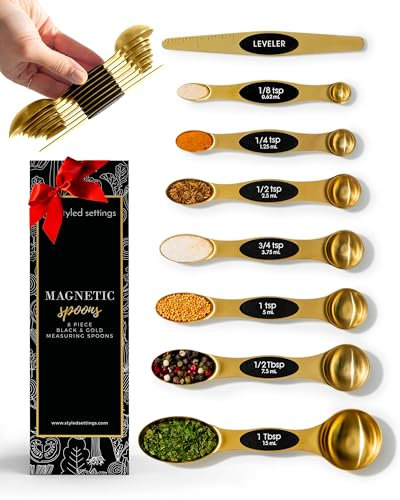 Set of 5 Magnetic Measuring Spoons Modern Stainless Steel Sturdy Measuring Spoons Stackable for Kitchen Baking