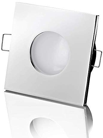 lambado® LED Spots Flach für Badezimmer IP65 in Chrom - Moderne Deckenstrahler/Einbaustrahler für Außen inkl. 230V 5W Strahler warmweiß dimmbar - Hell & Sparsam