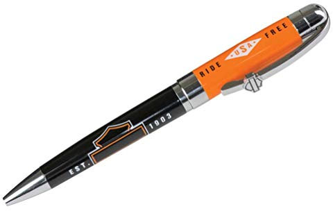 HARLEY-DAVIDSON® - Penna a inchiostro nero con confezione regalo arancione, colore: Arancione