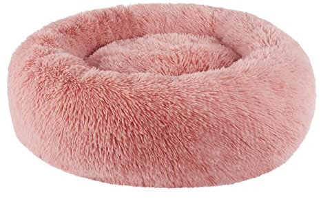 BVAGSS Hundebett Rund Katzenbett Flauschig Donut Kuscheliges Hundekissen Waschbar Ultra Weicher Plüsch Haustierbett für Kleine, Mittelgroße und Große Hunde, Katzen XH034 (Diameter:80 cm, Bean Paste)