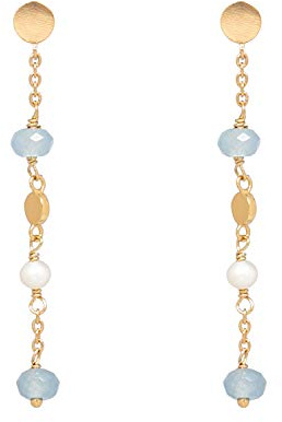 Pernille Corydon Ohrringe Hängend Damen Gold - Afterglow Sea/Shades of Summer Serie -Perlen und Achate in Blau - Silber vergoldet - E256g