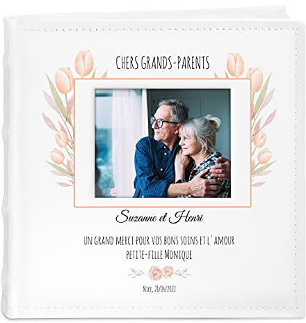 Maverton Album photo à pochettes, Album Photo à personnaliser | Avec une poche ouvrable sur la couverture, Cadeau pour chaque couple, Livre photo pour le mariage imprimé, grands-parents