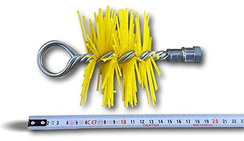 Hérisson Rond synthétique | Ø 100 mm | Embout Acier fileté M12*1,75mm | Ramonage conduits gainés | Cheminée chaudière poele canalisations gouttières | Adaptable Tous Types de Cannes | Kibros 4ESS10