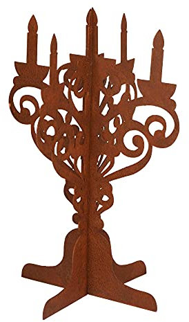 UNUS Garden Rost Deko Kerzen, Tischdeko Edelrost, Weihnachtsdeko Metall Rostoptik, Steckelemente 30x22cm