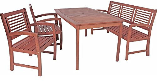 Lomadox Tischgruppe Terrassenset Gartenmöbel Sitzgruppe aus Eukalyptus