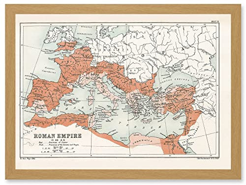 Artery8 Map Antique Bartholemew Rome Roman Empire Mediterranean Artwork Framed A3 Wall Art Print