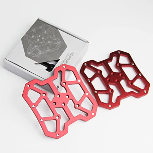 Clipless Platform Road Bike Pedal Adapters for Shimano SPD & SPD-SL Road Bike Pedal Adapter Convert to Universal Platform Pedal for Mountain Bike Road Bike Cycle (Red)