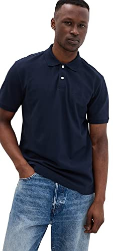 GAP Herren Logo-Piqué-Poloshirt Polohemd, Tapisserie Marineblau, Mittel