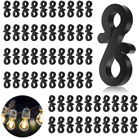 Gutter Hooks for Outdoor Lights, 120PCS Plastic Gutter Clips for Christmas Lights, Black Christmas Light Gutter Clips, Mini S Clips Hangers - for Xmas Party Outside String Lights