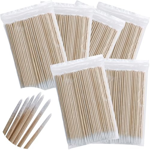 Orrdiffi 600 Stück Wattestäbchen holz spitz reinigungsstäbchen cotton swabs microstäbchen holzstäbchen für Tattoo, Augenbrauen, Beauty, lippenstift,wimpern, Make-up, Nägel,augenbrauen tattoo(10cm)