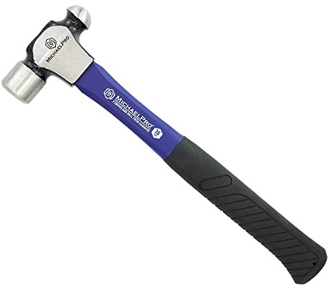 MichaelPro 16oz Ball Peen Hammer with Fiberglass Handle, Shock Resistant Design | MP004007