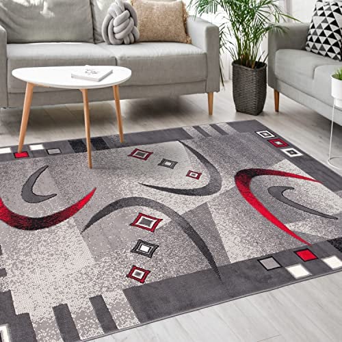 Mazovia Modern Teppich - Kurzflor - Teppich für Wohnzimmer, Schlafzimmer, Esszimmer - ÖKO-TEX Wohnzimmerteppich, Robust und pflegeleicht, Niedrige Florhöhe – Teppiche - grau 200 x 300 cm