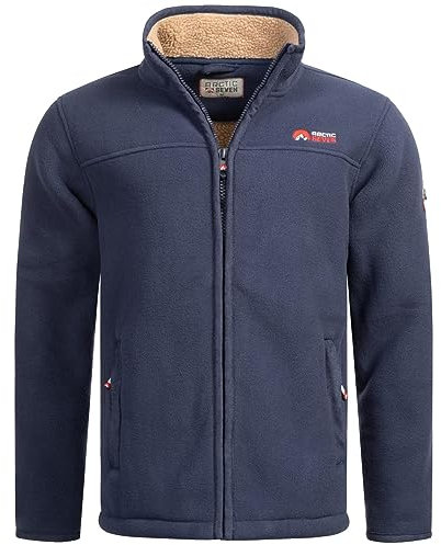 Arctic Seven Herren Fleece Jacke mit Teddyfell Futter Fleecejacke Wanderjacke AS325 [AS-325-Navy-Gr.M]